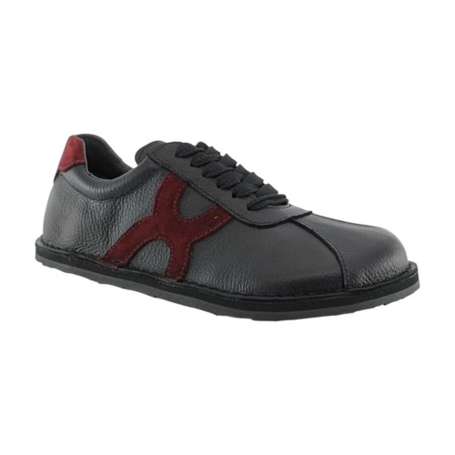 Zapatos barefoot Boston piel Negro-Granate