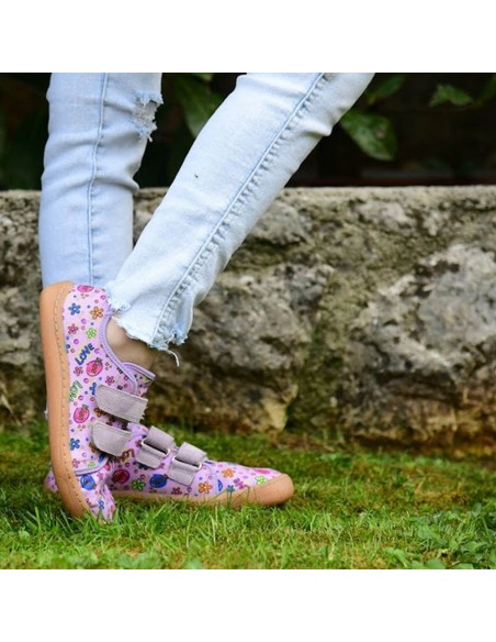 Zapatillas de lona Froddo Barefoot canvas Lila Flores