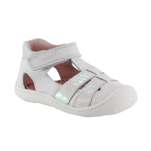 Sandalias respetuosas cerradas Pablosky 023902 Blanco-Rosa