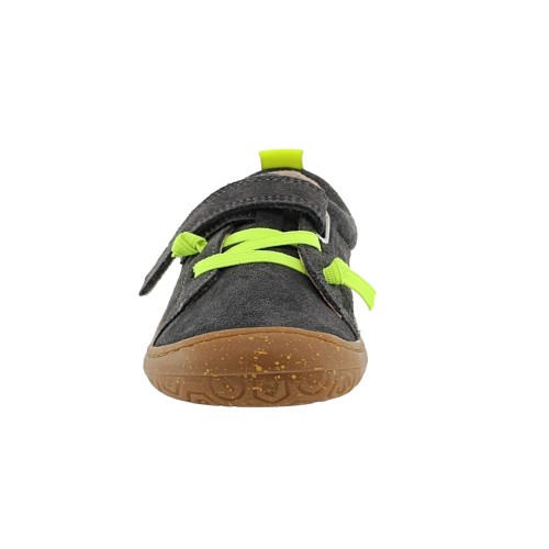 Zapatos barefoot cordones y velcro Poppis Gris-Amarillo 2