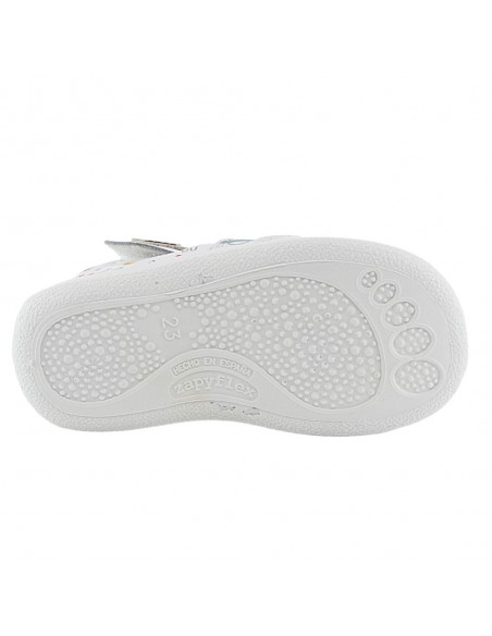 Sandalias ZapyFlex 2 tiras blanco dibujitos