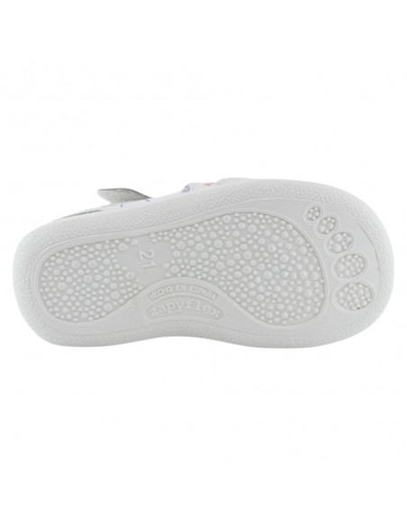 Sandalia respetuosa ZapyFlex 2 Tiras Blanco Corazones