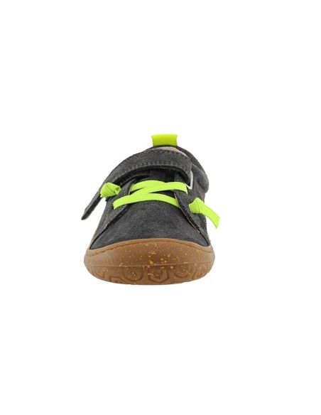 Zapatos barefoot cordones y velcro Poppis Gris-Amarillo