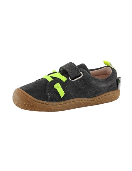 Zapatos barefoot cordones y velcro Poppis Gris-Amarillo