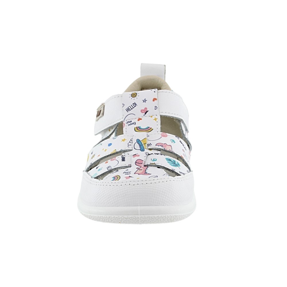 Sandalias ZapyFlex 2 tiras blanco dibujitos