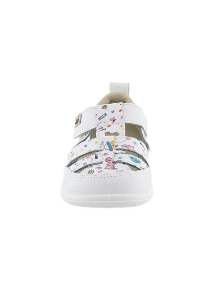Sandalias ZapyFlex 2 tiras blanco dibujitos