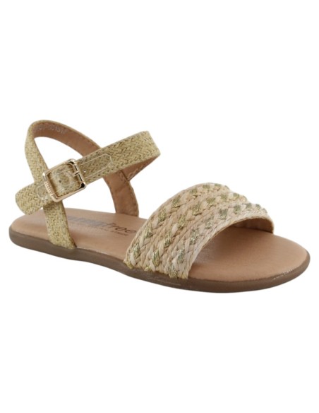 Sandalias veganas barefoot Mustang Maria Raffia Champagne