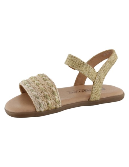 Sandalias veganas barefoot Mustang Maria Raffia Champagne