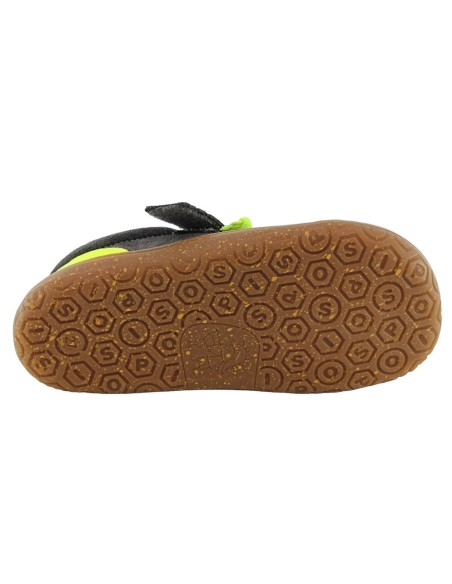 Zapatos barefoot cordones y velcro Poppis Gris-Amarillo