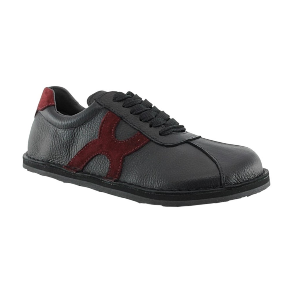 Zapatos barefoot Boston piel Negro-Granate