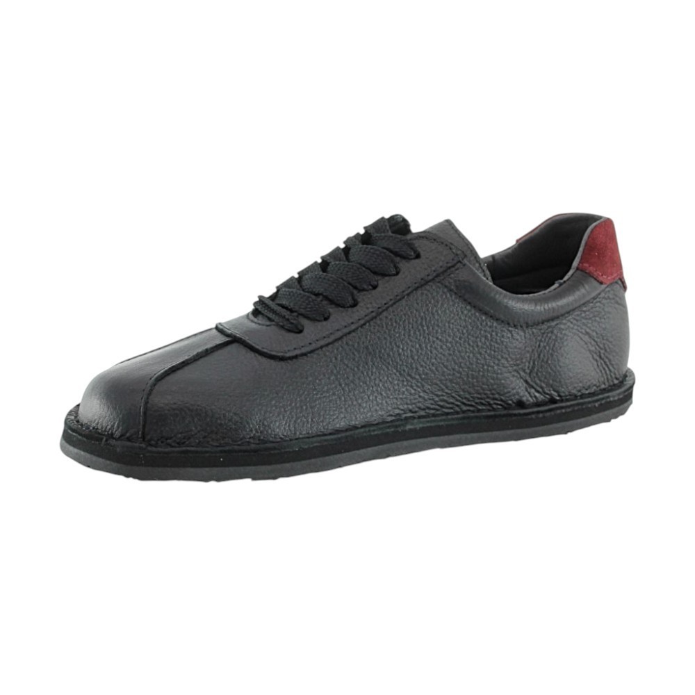 Zapatos barefoot Boston piel Negro-Granate