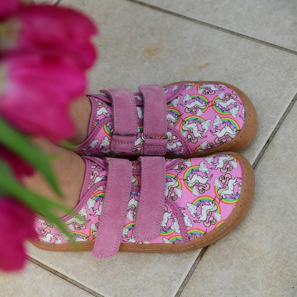 Zapatillas de lona Froddo Barefoot canvas Rosa Unicornios