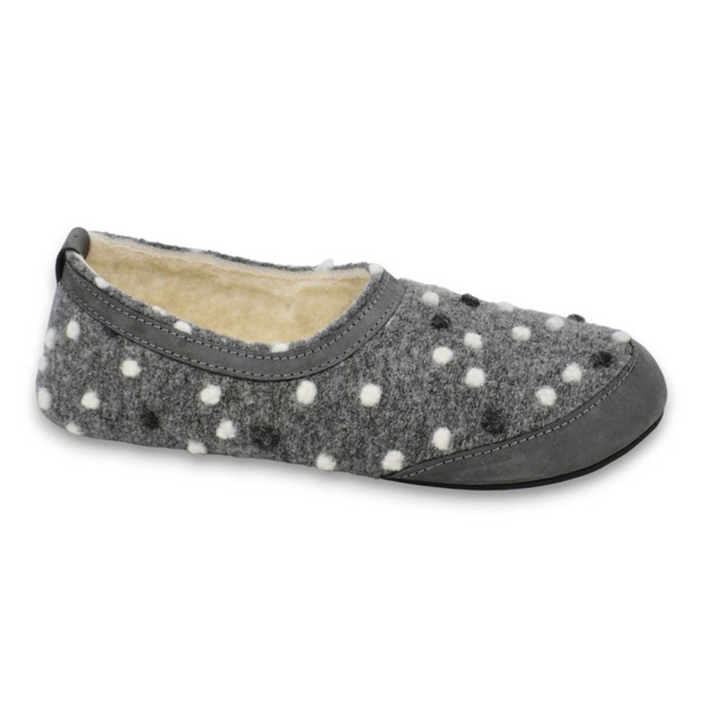 Zapatillas de casa barefoot OmaKing fieltro y interior lana Gris puntos