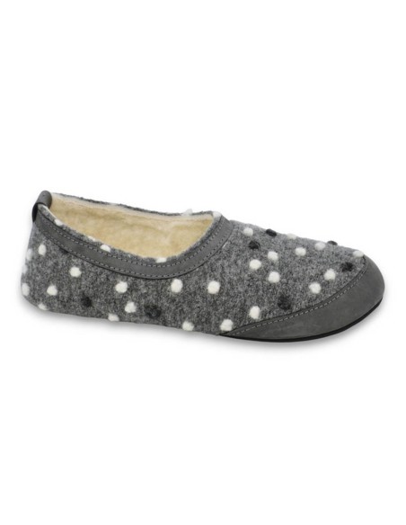 Zapatillas de casa barefoot OmaKing fieltro y interior lana Gris puntos