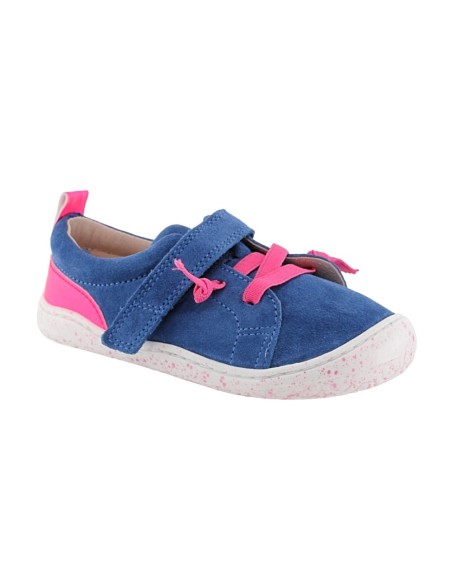 Zapatos barefoot cordones y velcro Poppis Azul-Rosa