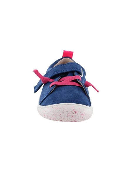 Zapatos barefoot cordones y velcro Poppis Azul-Rosa