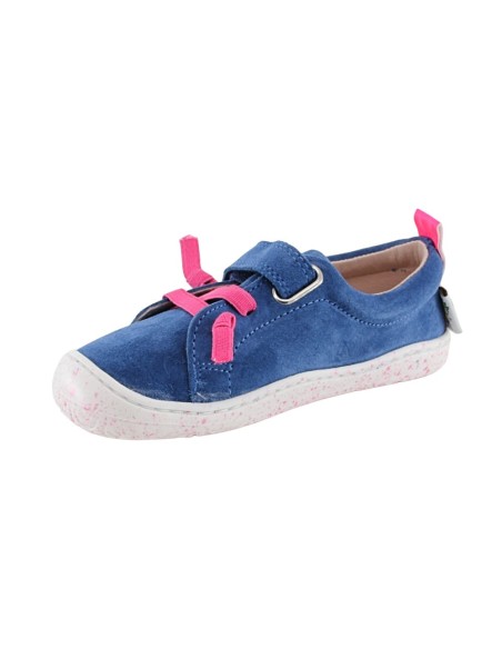 Zapatos barefoot cordones y velcro Poppis Azul-Rosa