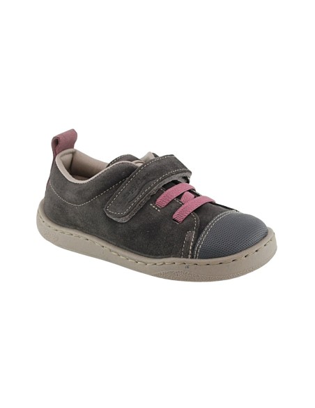 Calzado respetuoso ZapyFlex Velcro y elástico Gris-Fucsia