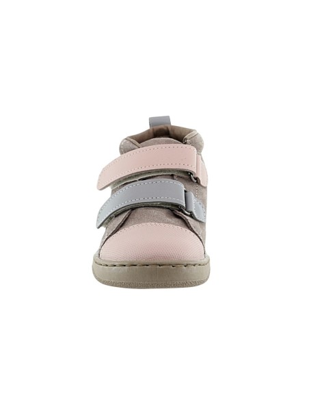 Botines barefoot Zapyflex  2 velcros Piedra-Rosa
