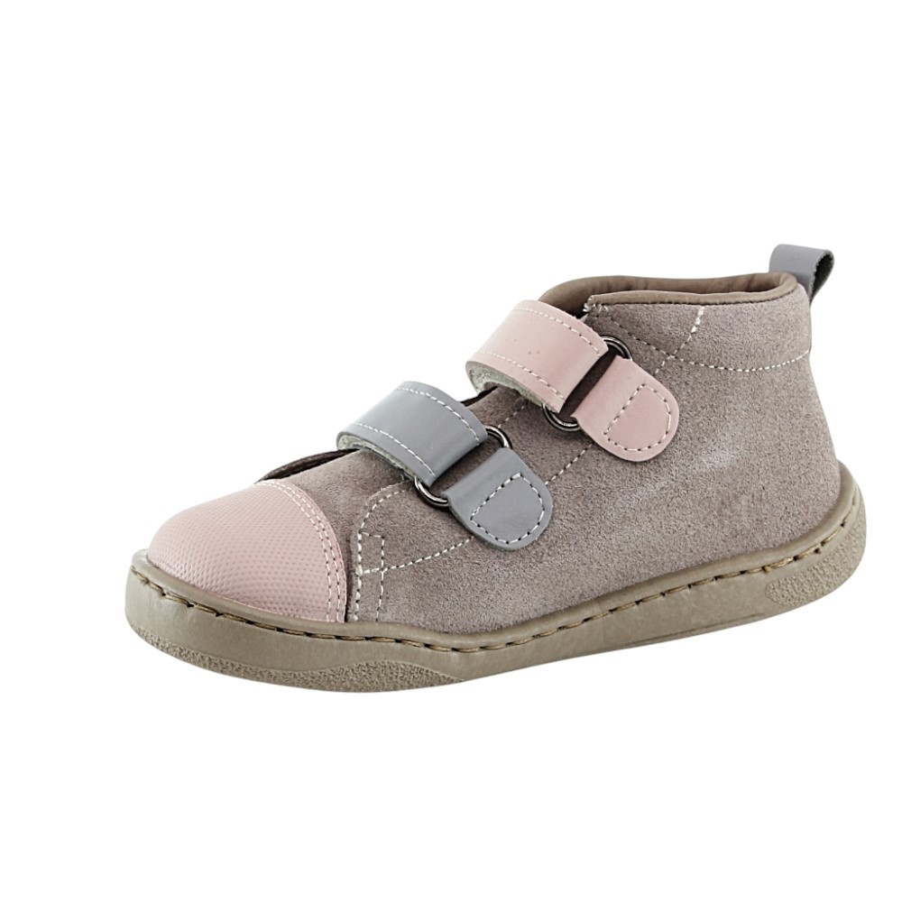 Botines barefoot Zapyflex  2 velcros Piedra-Rosa
