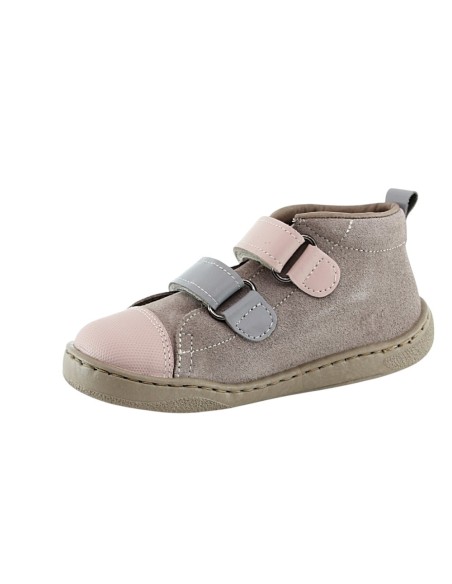 Botines barefoot Zapyflex  2 velcros Piedra-Rosa