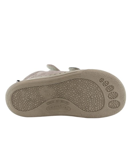 Botines barefoot Zapyflex  2 velcros Piedra-Rosa