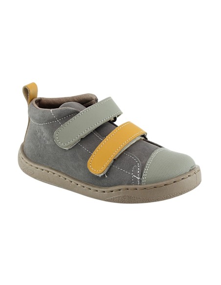 Botines barefoot Zapyflex  2 velcros Savia-Mostaza