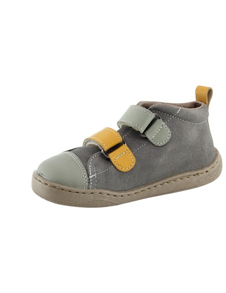 Botines barefoot Zapyflex  2 velcros Savia-Mostaza