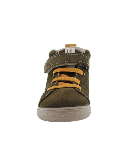 Botín barefoot ZapyFlex Velcro y elásticos Kaki-Mostaza