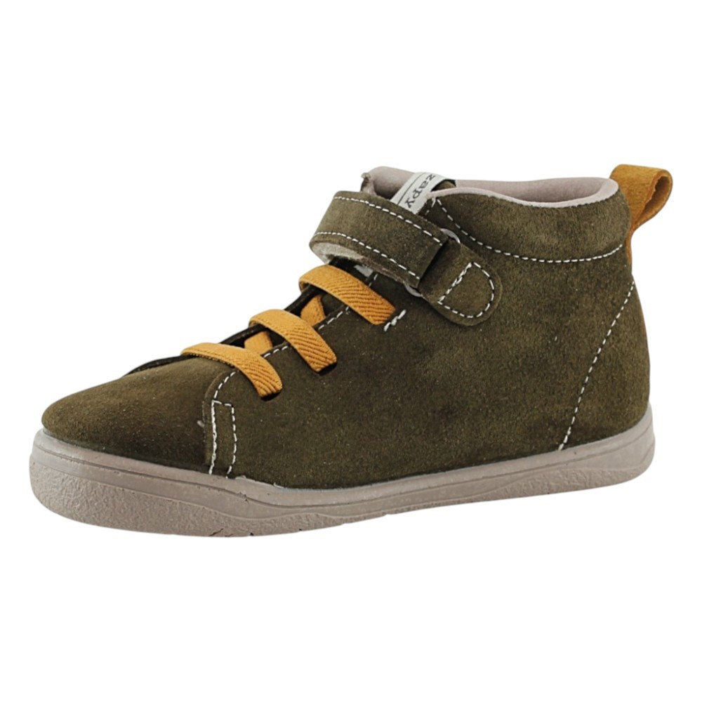 Botín barefoot ZapyFlex Velcro y elásticos Kaki-Mostaza