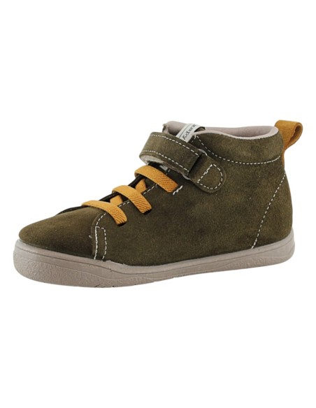 Botín barefoot ZapyFlex Velcro y elásticos Kaki-Mostaza