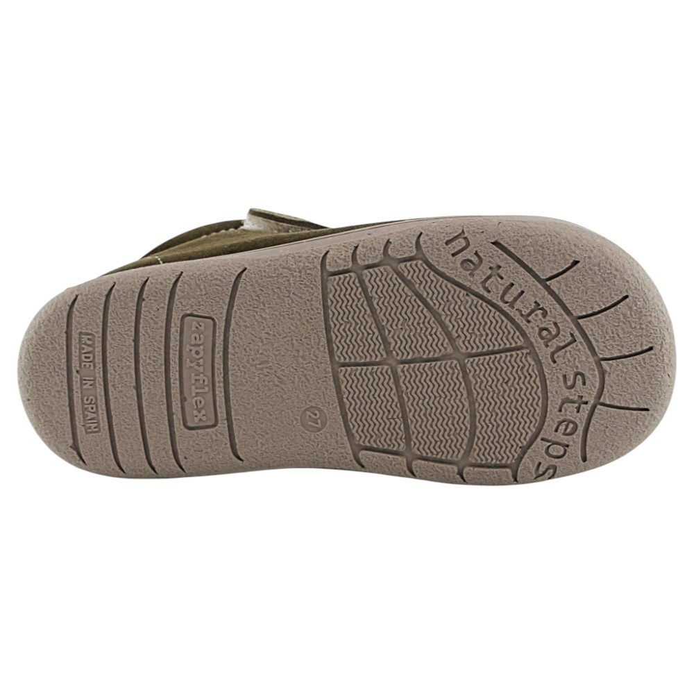 Botín barefoot ZapyFlex Velcro y elásticos Kaki-Mostaza
