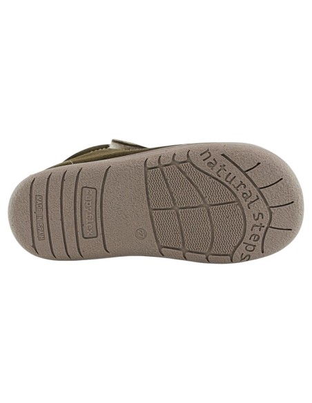 Botín barefoot ZapyFlex Velcro y elásticos Kaki-Mostaza