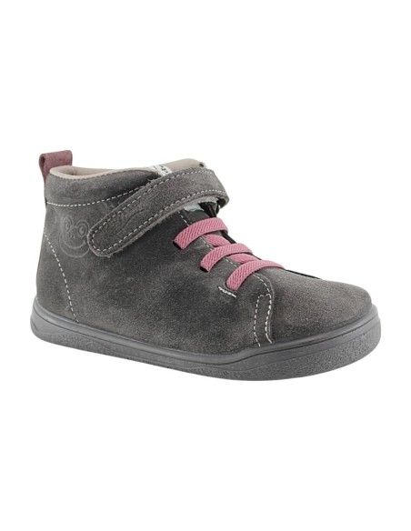 Botines barefoot Zapyflex velcro y elástico Gris-Malva