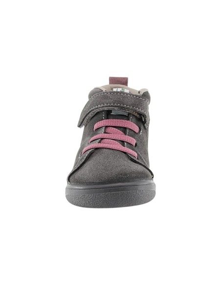 Botines barefoot Zapyflex velcro y elástico Gris-Malva