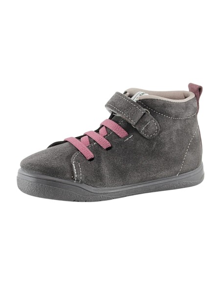 Botines barefoot Zapyflex velcro y elástico Gris-Malva
