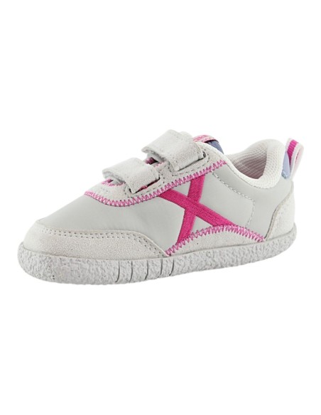 Zapatillas barefoot Munich Baby Koda Blanco-Fucsia