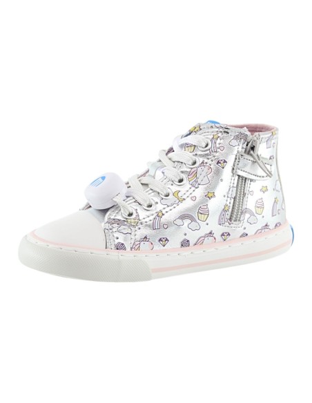 Zapatillas con luces barefoot Mustang Free Unicornio Plata