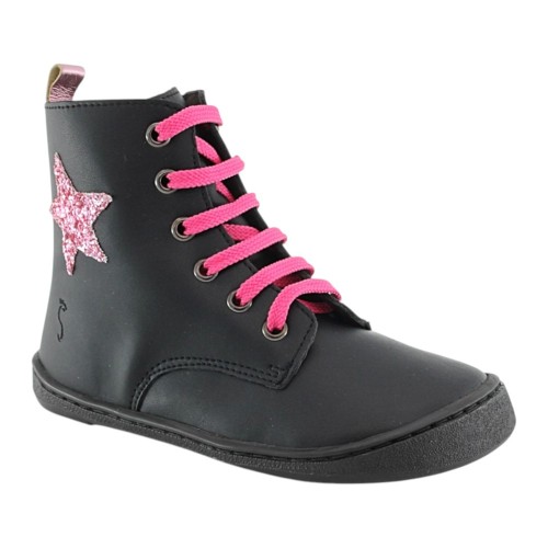 Botines barefoot Flexi Nens 9086-R Negro estrella rosa