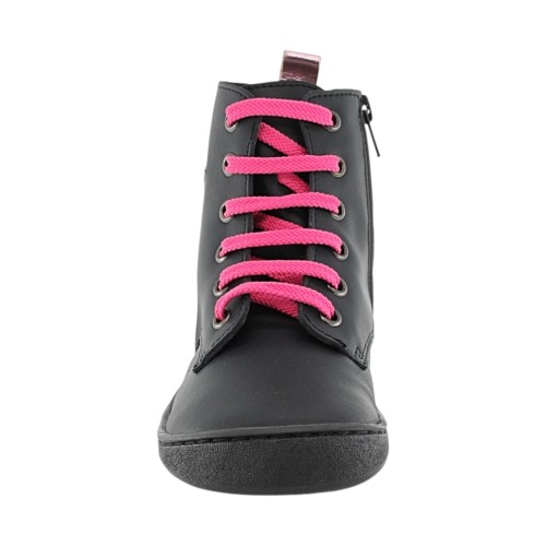 Botines barefoot Flexi Nens 9086-R Negro estrella rosa 2