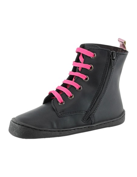 Botines barefoot Flexi Nens 9086-R Negro estrella rosa