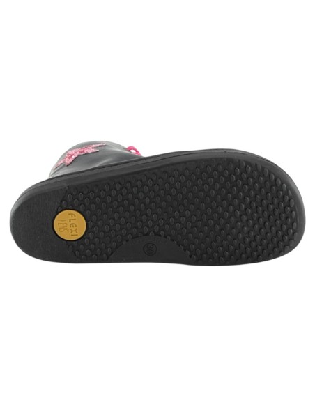 Botines barefoot Flexi Nens 9086-R Negro estrella rosa