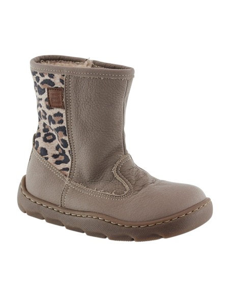 Bota barefoot Andanines Taupe-Leopardo borrego interior
