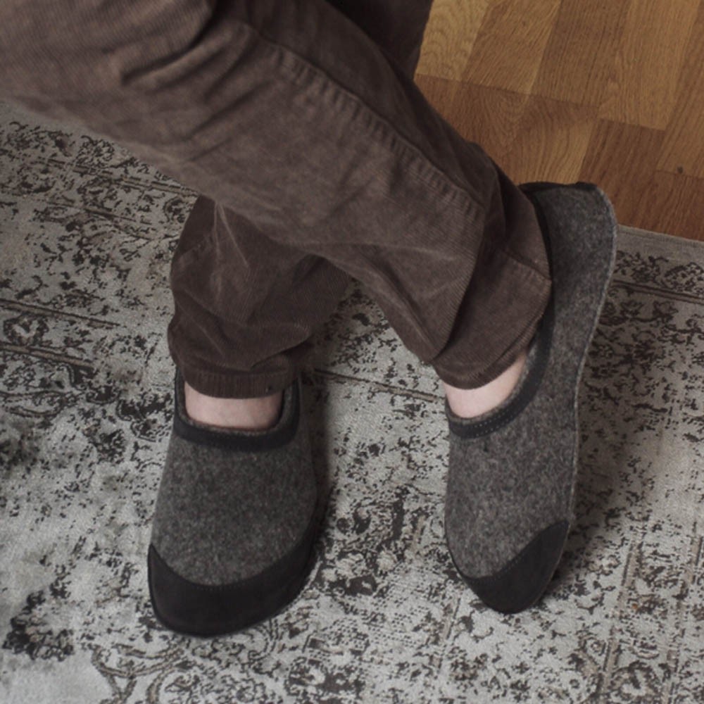 Zapatillas de casa barefoot OmaKing fieltro Gris
