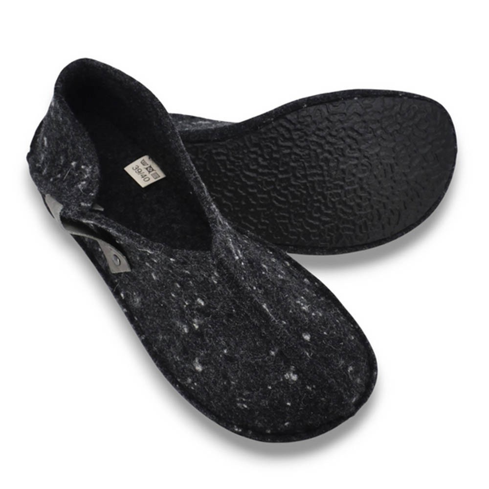 Zapatillas de casa barefoot OmaKing fieltro cerrado Negro
