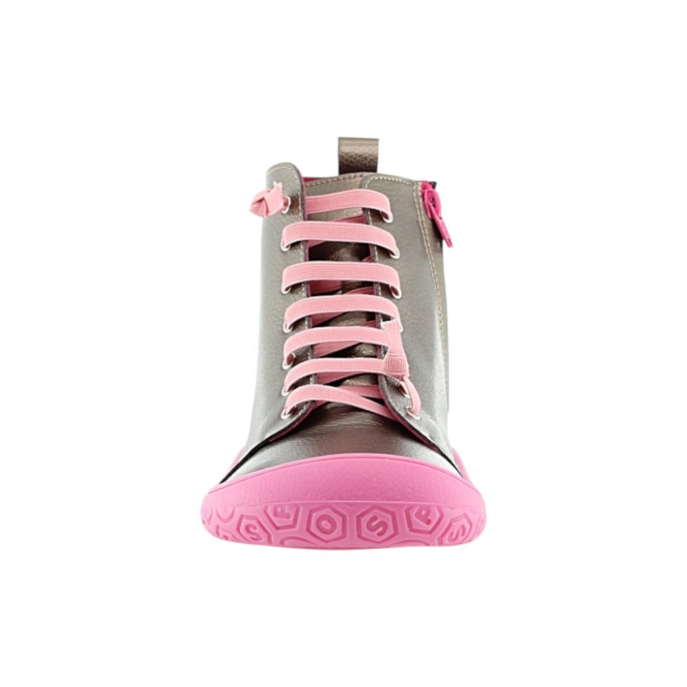 Botines barefoot Yoyo Metalpink elásticos y cremallera