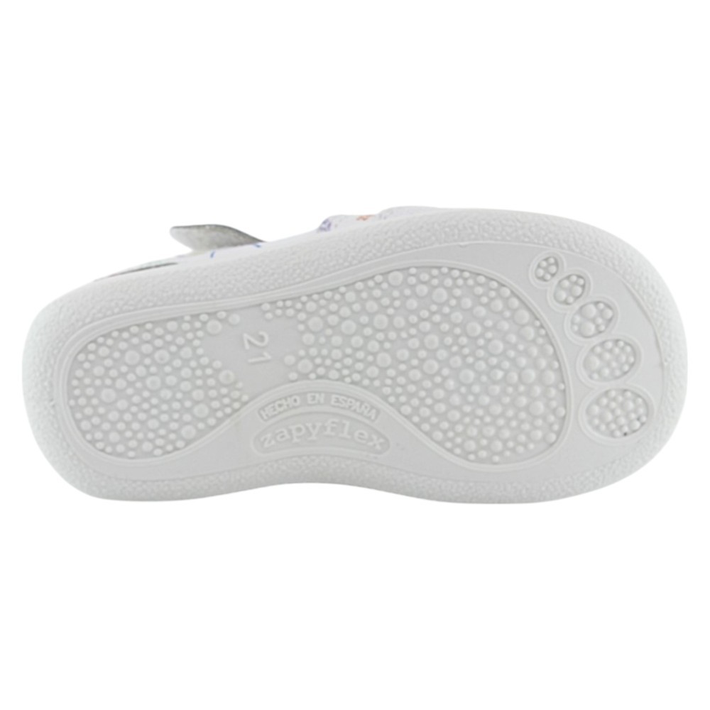 Sandalia respetuosa ZapyFlex 2 Tiras Blanco Corazones