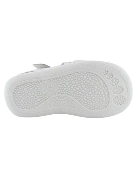 Sandalia respetuosa ZapyFlex 2 Tiras Blanco Corazones
