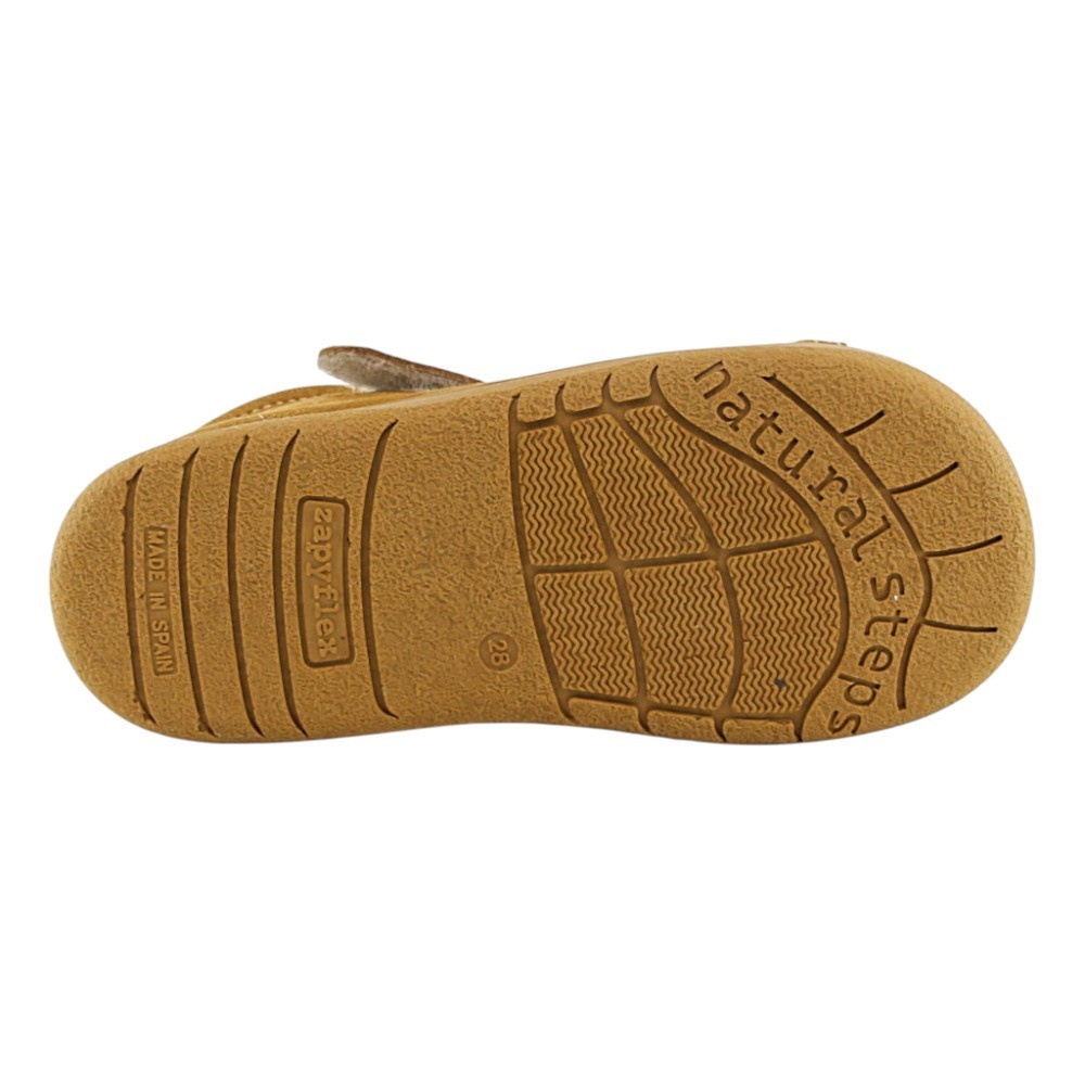 Botines barefoot ZapyFlex Velcro y elástico Mostaza