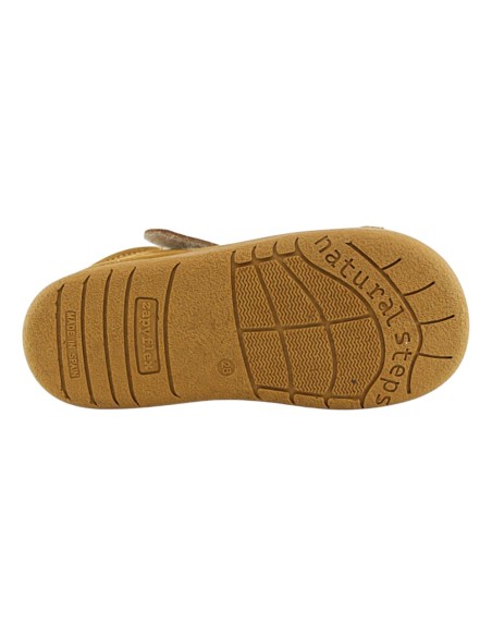 Botines barefoot ZapyFlex Velcro y elástico Mostaza